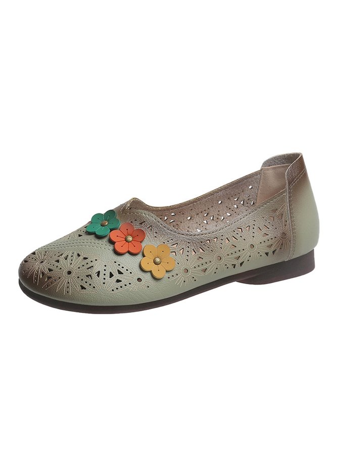 Vintage Applique Hollow out Soft Sole Flats