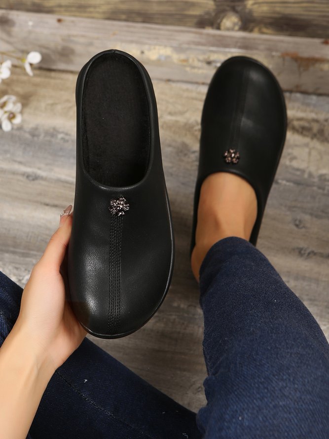 Vintage Plus Size Plain Color Non-Slip Flat Mules