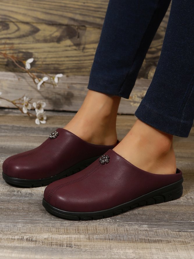 Vintage Plus Size Plain Color Non-Slip Flat Mules