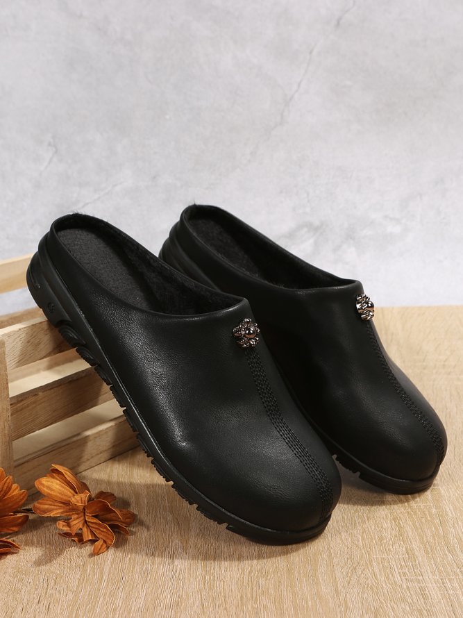 Vintage Plus Size Plain Color Non-Slip Flat Mules