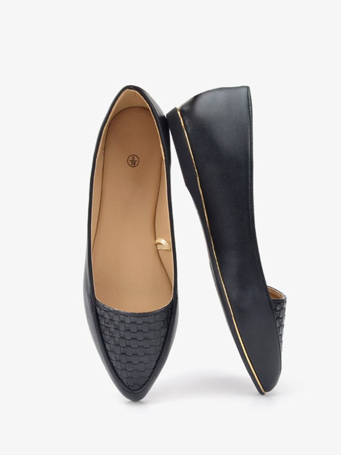 Casual Textured Pointed-Toe Flat Shoes