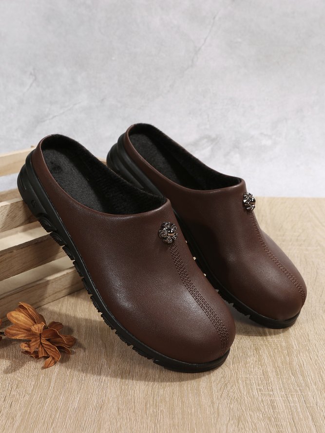 Vintage Plus Size Plain Color Non-Slip Flat Mules