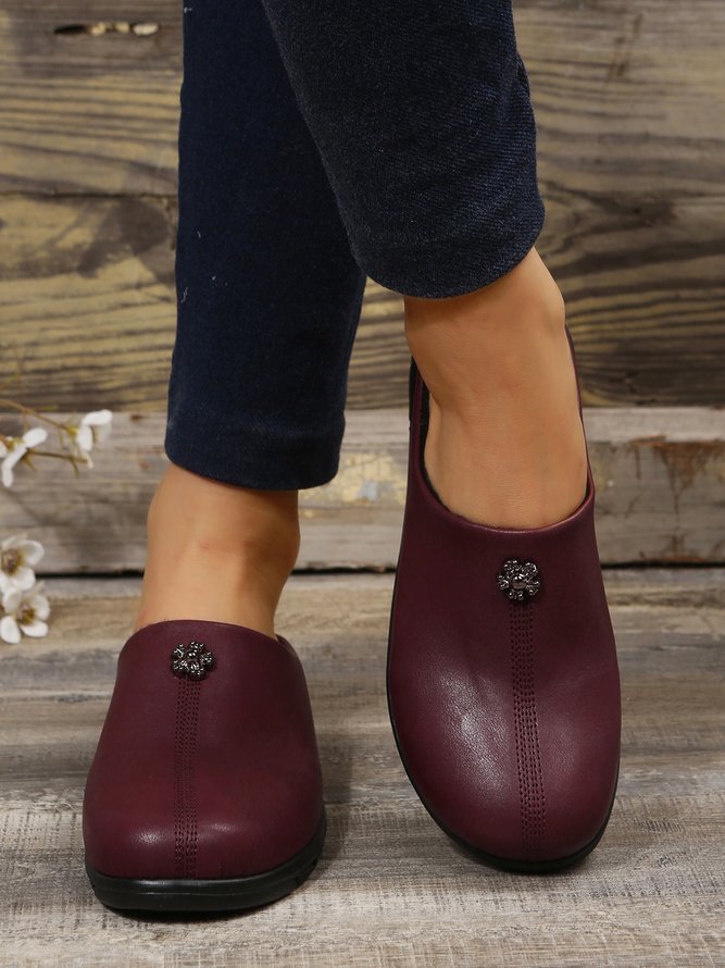 Vintage Plus Size Plain Color Non-Slip Flat Mules