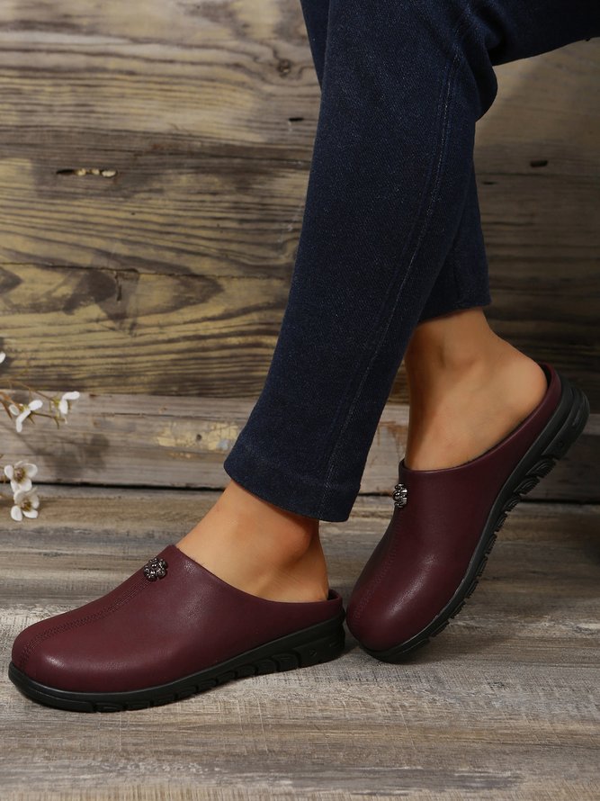 Vintage Plus Size Plain Color Non-Slip Flat Mules