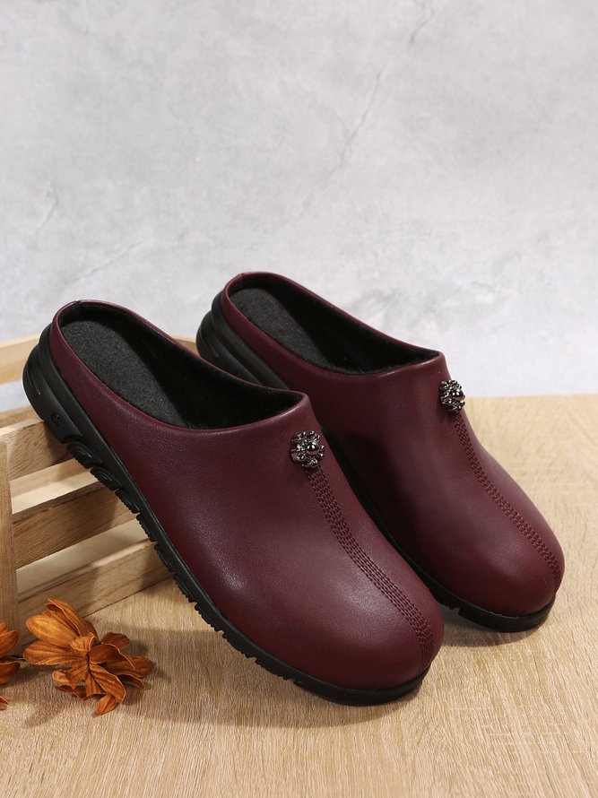 Vintage Plus Size Plain Color Non-Slip Flat Mules