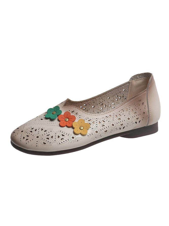 Vintage Applique Hollow out Soft Sole Flats