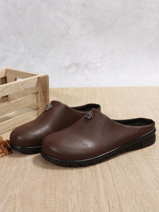 Vintage Plus Size Plain Color Non-Slip Flat Mules