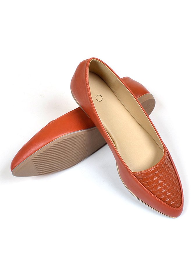 Casual Textured Pointed-Toe Flat Shoes