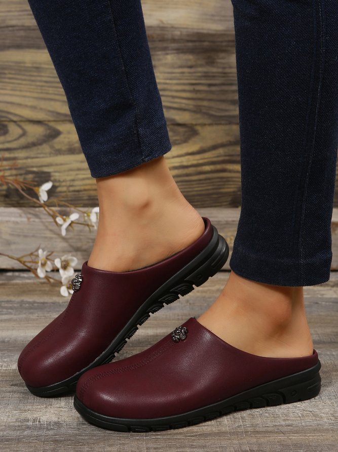 Vintage Plus Size Plain Color Non-Slip Flat Mules