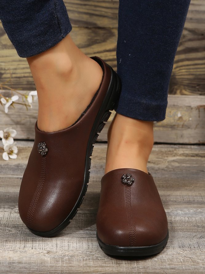 Vintage Plus Size Plain Color Non-Slip Flat Mules