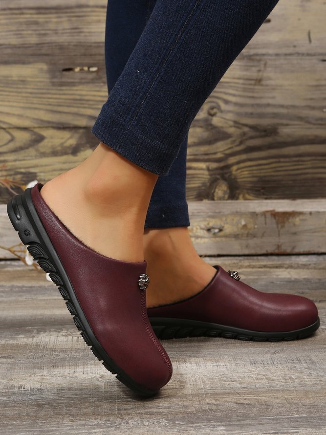 Vintage Plus Size Plain Color Non-Slip Flat Mules