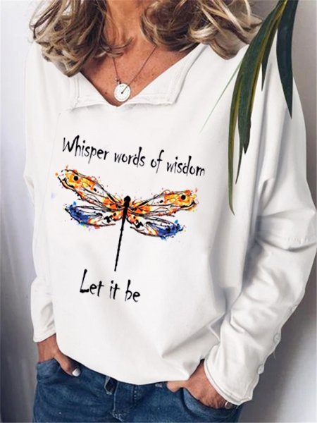 V Neck Casual Dragonfly T-Shirt