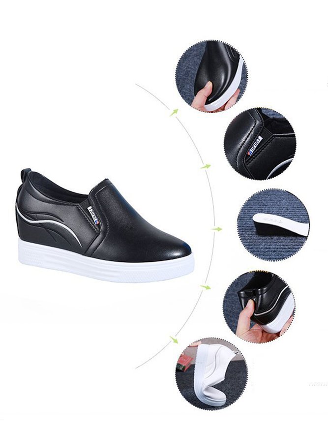 Plain Color Minimalist Slip On Increased Wedge Shoes