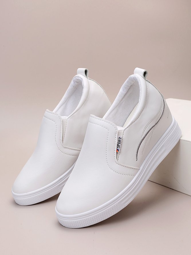 Plain Color Minimalist Slip On Increased Wedge Shoes