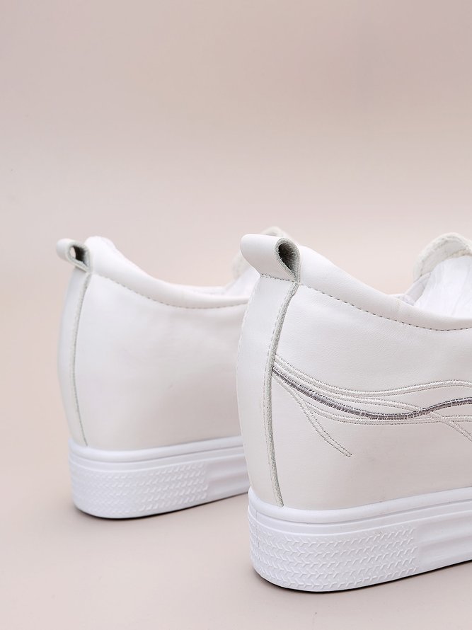 Plain Color Minimalist Slip On Increased Wedge Shoes