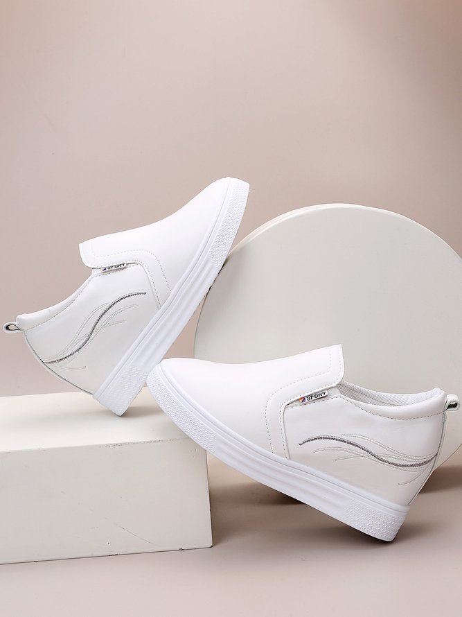 Plain Color Minimalist Slip On Increased Wedge Shoes