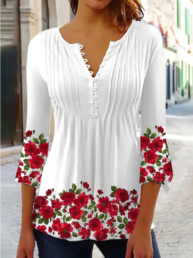 Floral Casual Regular Fit Crew Neck Top