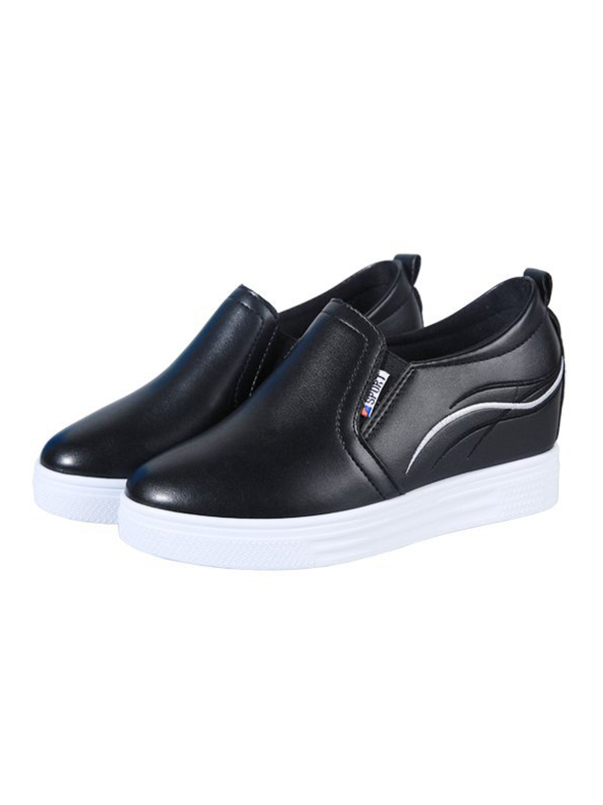Plain Color Minimalist Slip On Increased Wedge Shoes
