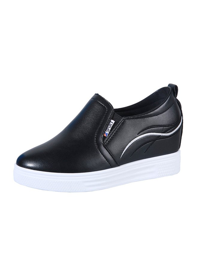 Plain Color Minimalist Slip On Increased Wedge Shoes
