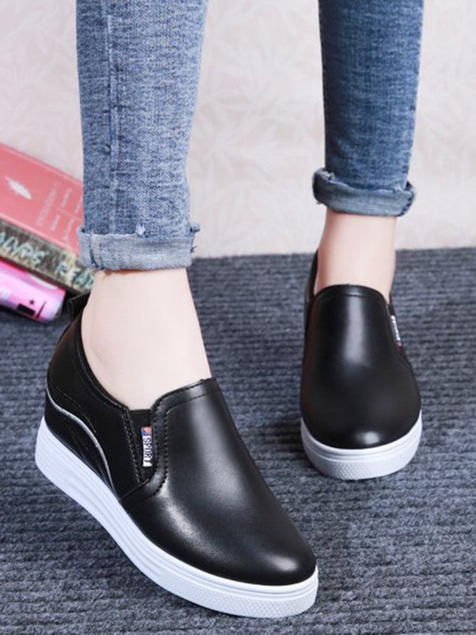 Plain Color Minimalist Slip On Increased Wedge Shoes