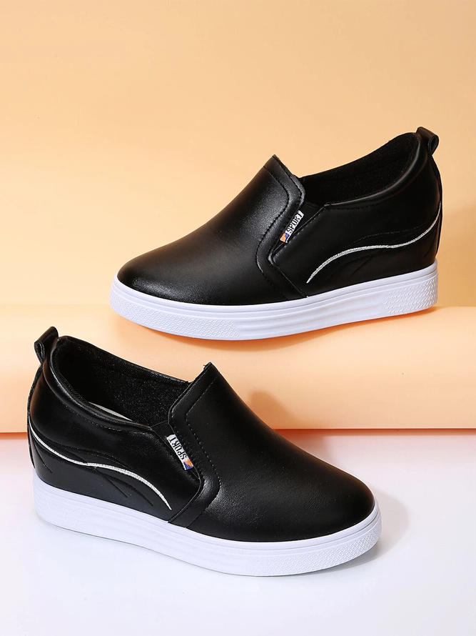 Plain Color Minimalist Slip On Increased Wedge Shoes