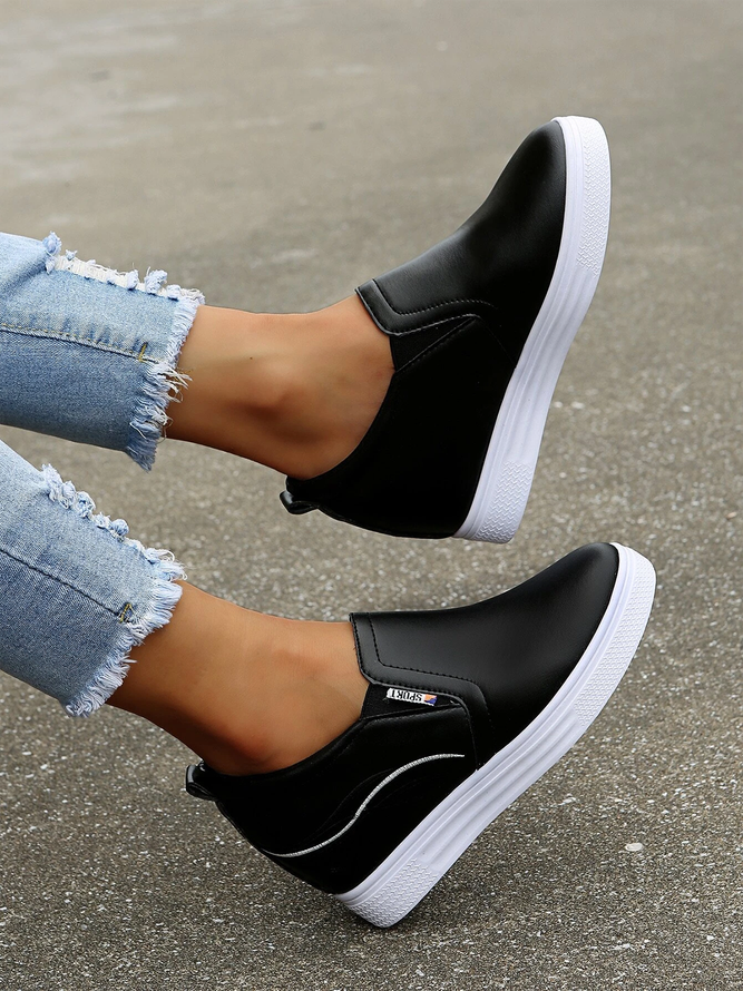 Plain Color Minimalist Slip On Increased Wedge Shoes