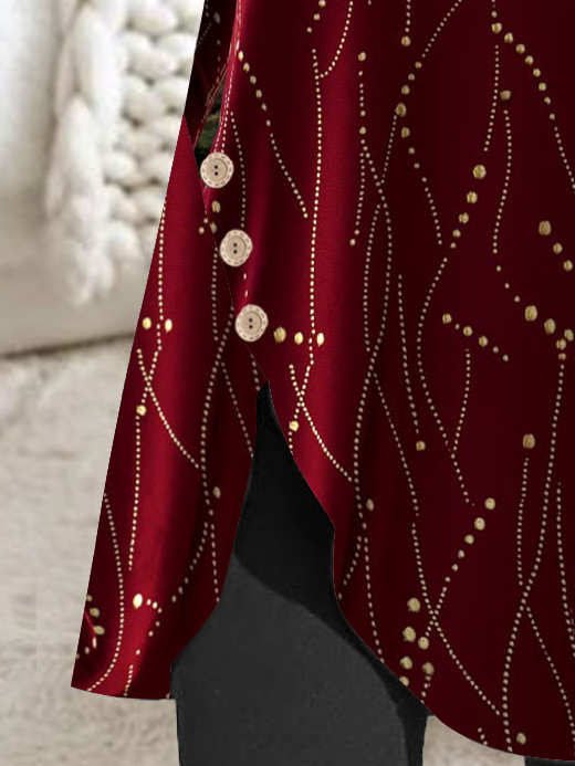 velvet bronzing christmas tunic button-up top