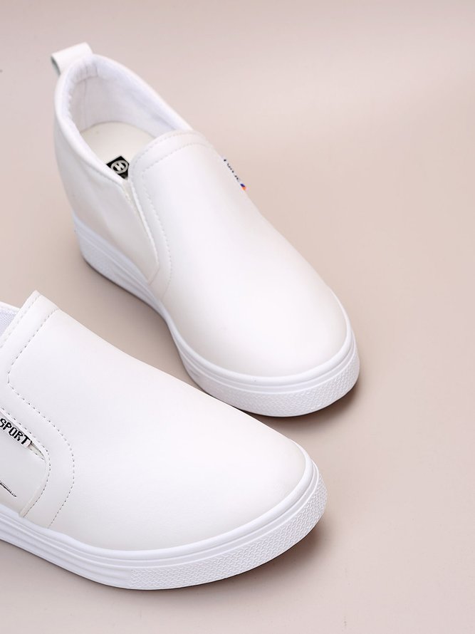 Plain Color Minimalist Slip On Increased Wedge Shoes