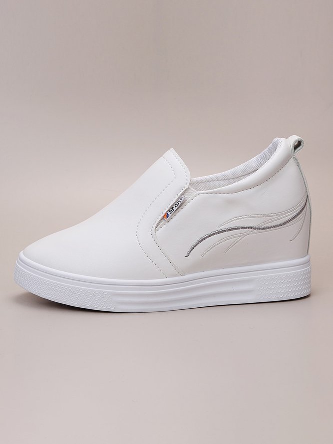 Plain Color Minimalist Slip On Increased Wedge Shoes
