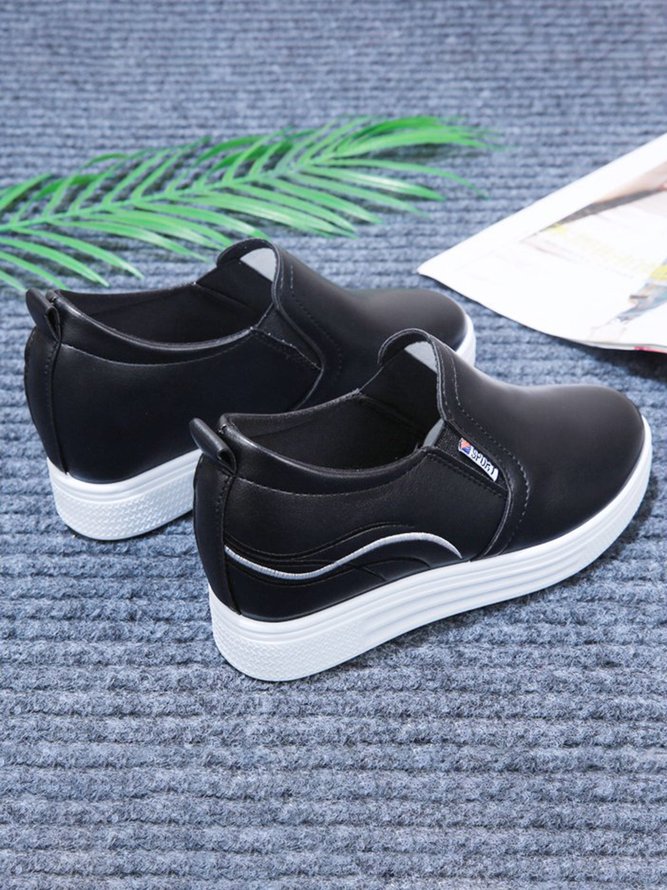 Plain Color Minimalist Slip On Increased Wedge Shoes