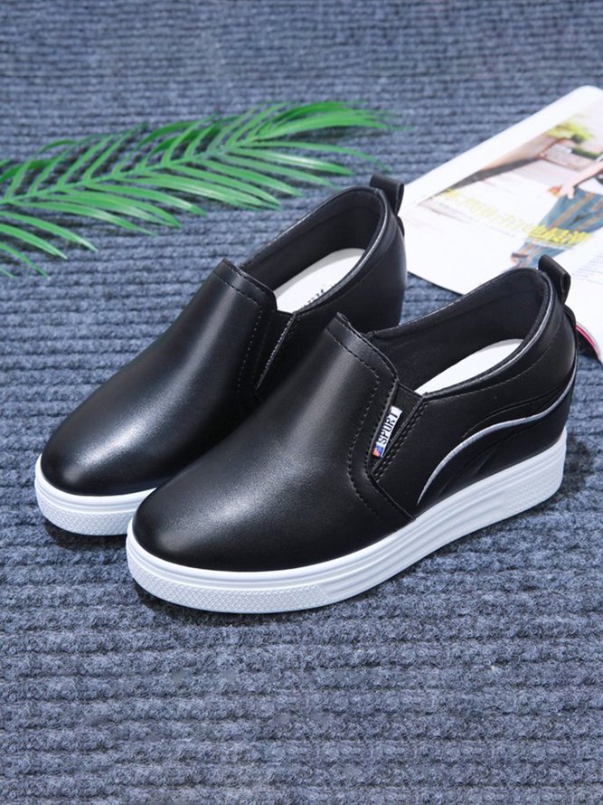 Plain Color Minimalist Slip On Increased Wedge Shoes