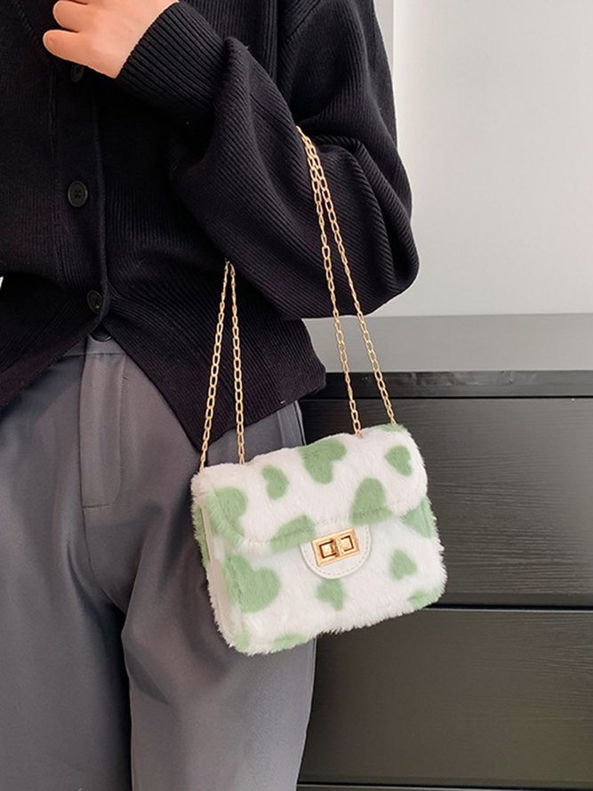 Valentine's Day Heart Plush Messenger Small Square Bag