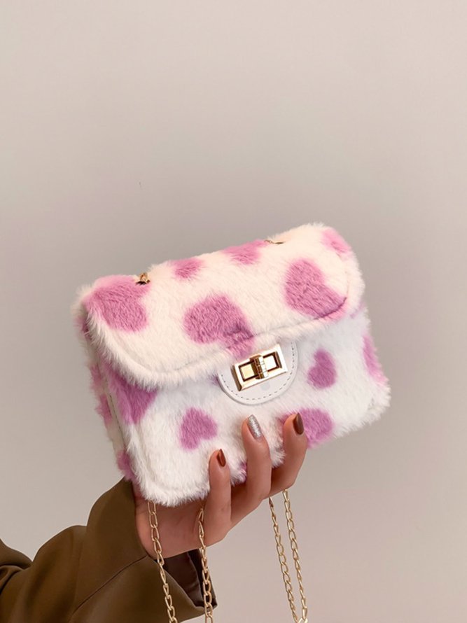 Valentine's Day Heart Plush Messenger Small Square Bag