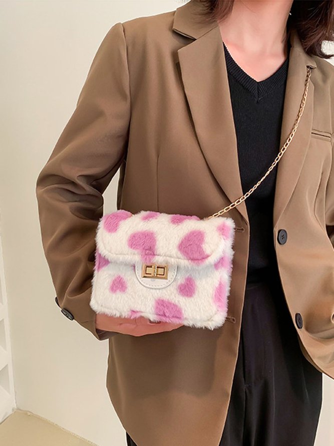 Valentine's Day Heart Plush Messenger Small Square Bag