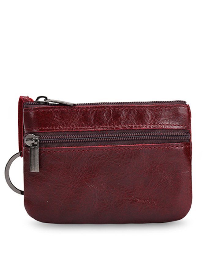 Cowhide Wax Leather Retro Simple Coin Purse