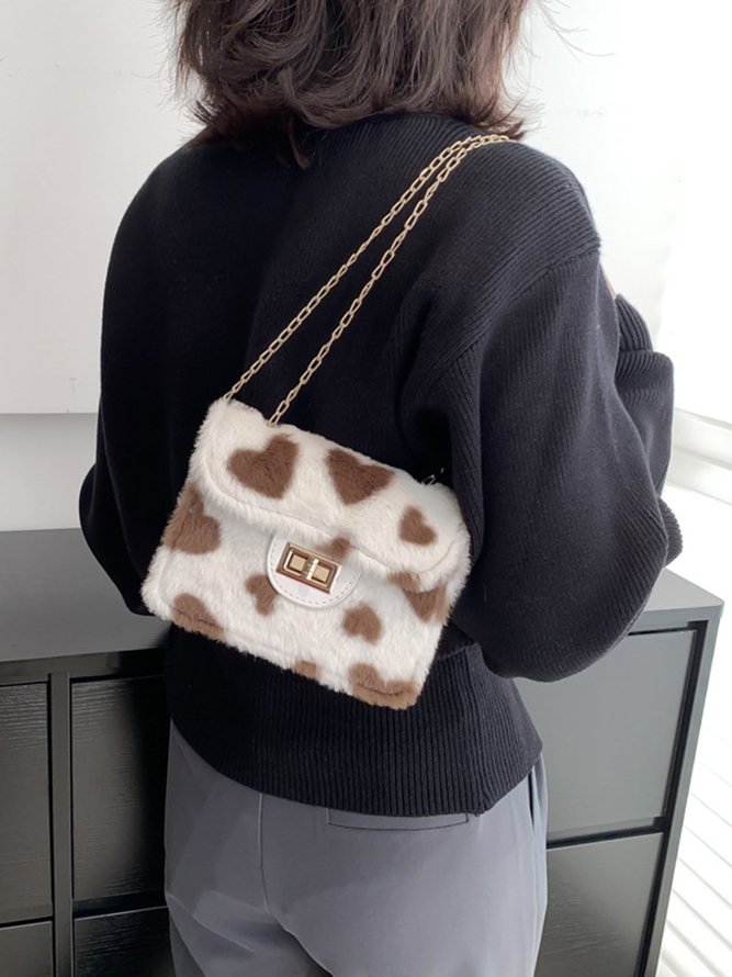 Valentine's Day Heart Plush Messenger Small Square Bag