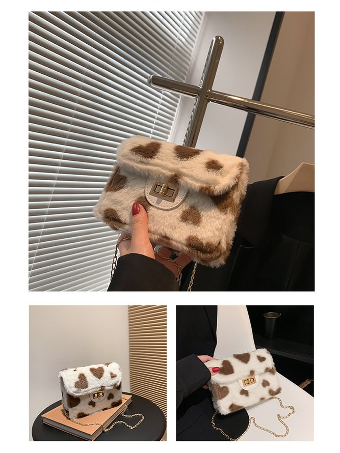 Valentine's Day Heart Plush Messenger Small Square Bag