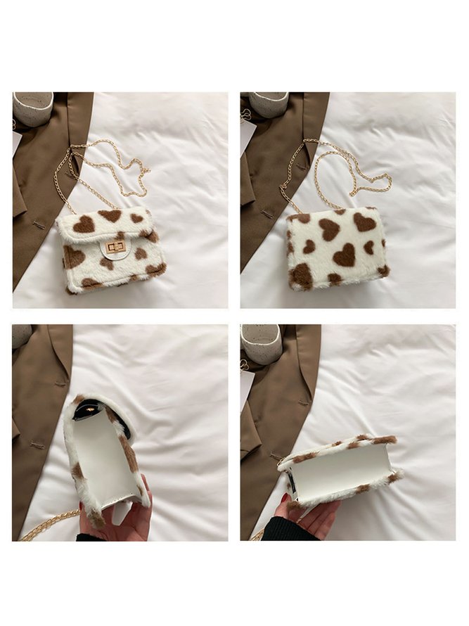 Valentine's Day Heart Plush Messenger Small Square Bag