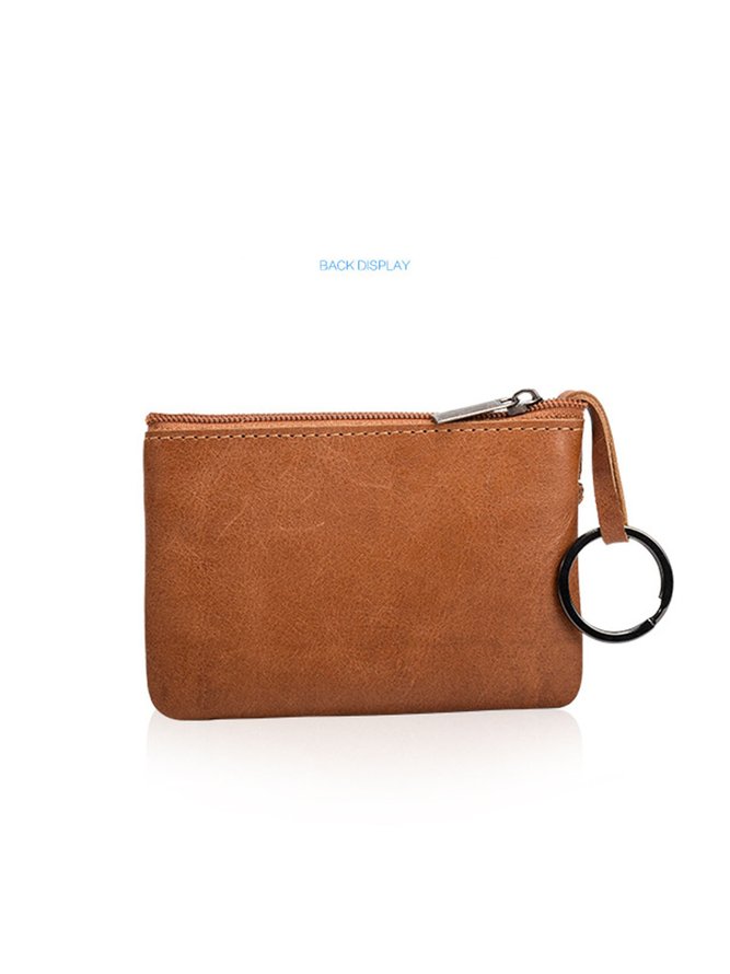 Cowhide Wax Leather Retro Simple Coin Purse