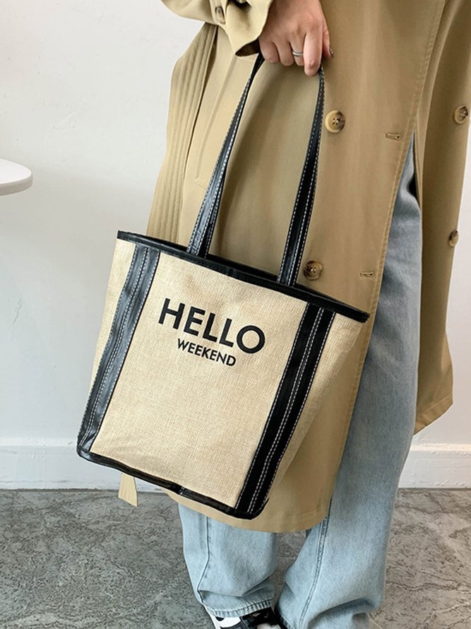 Hello Weekend Casual Commuting Large Capacity Tote Bag