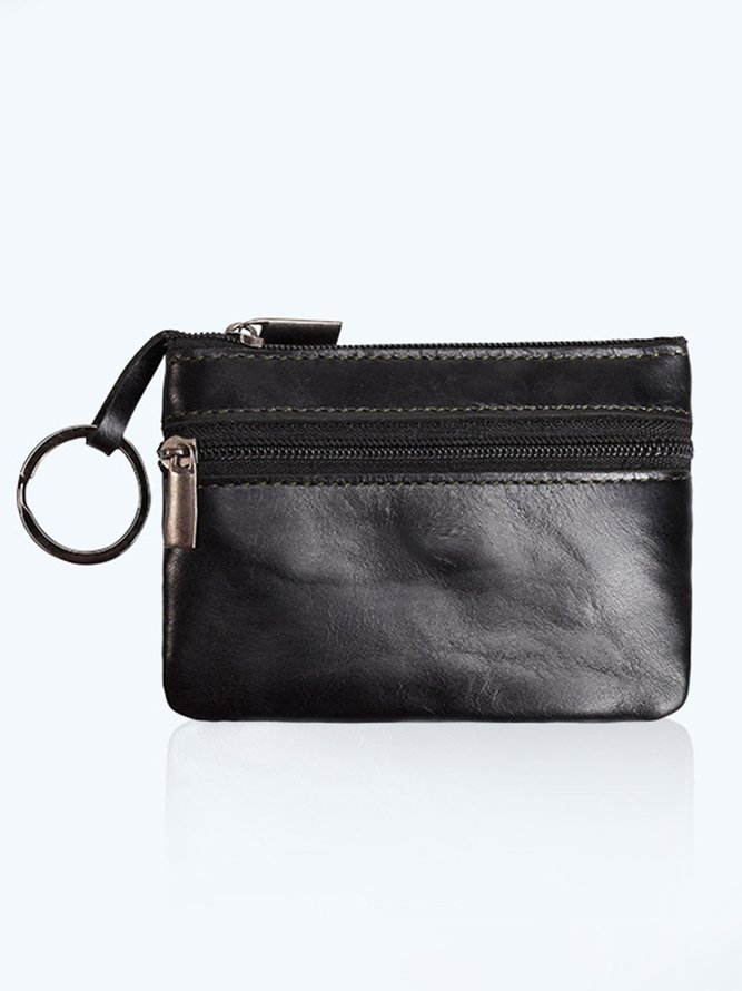 Cowhide Wax Leather Retro Simple Coin Purse