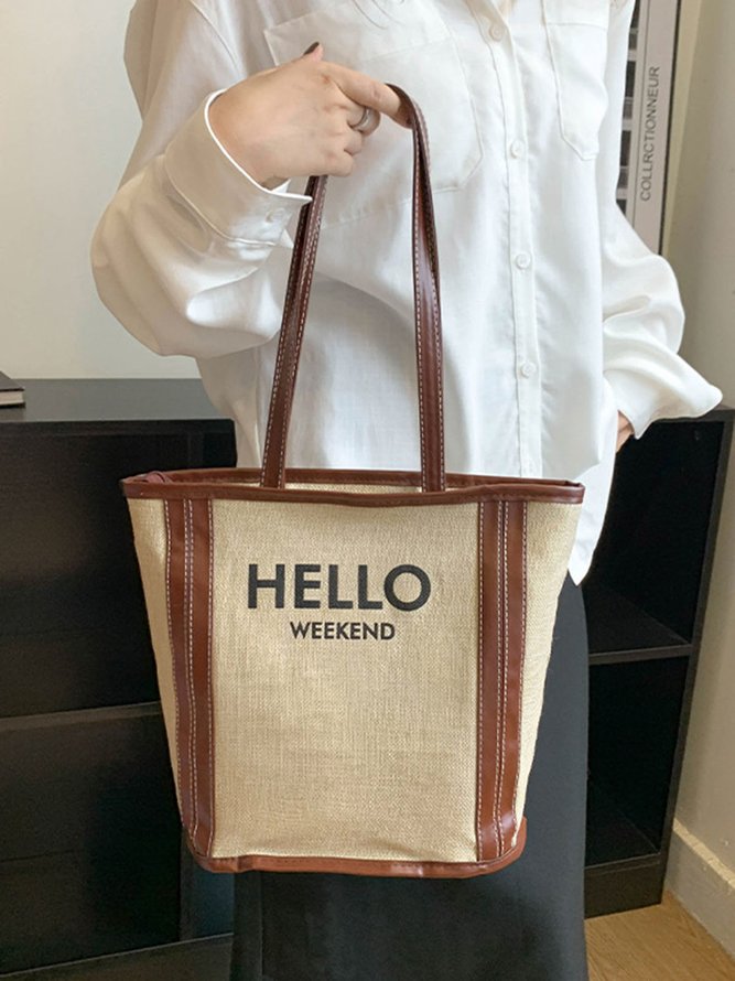 Hello Weekend Casual Commuting Large Capacity Tote Bag
