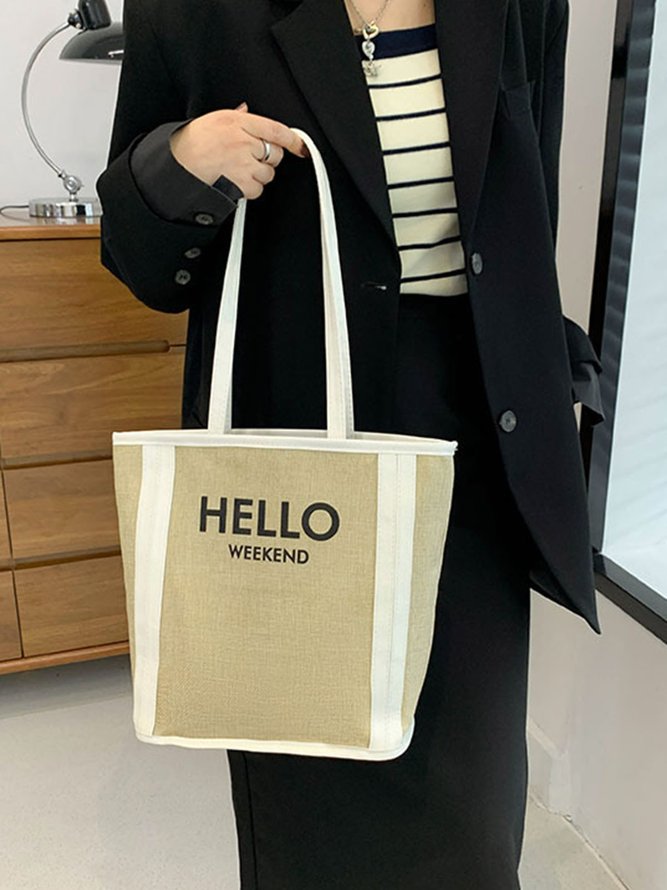 Hello Weekend Casual Commuting Large Capacity Tote Bag