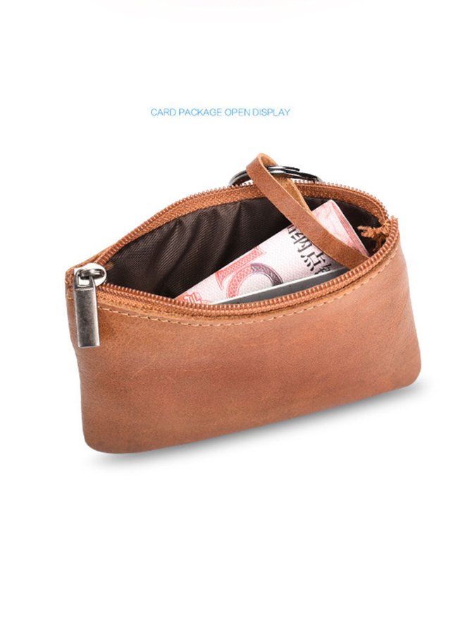 Cowhide Wax Leather Retro Simple Coin Purse