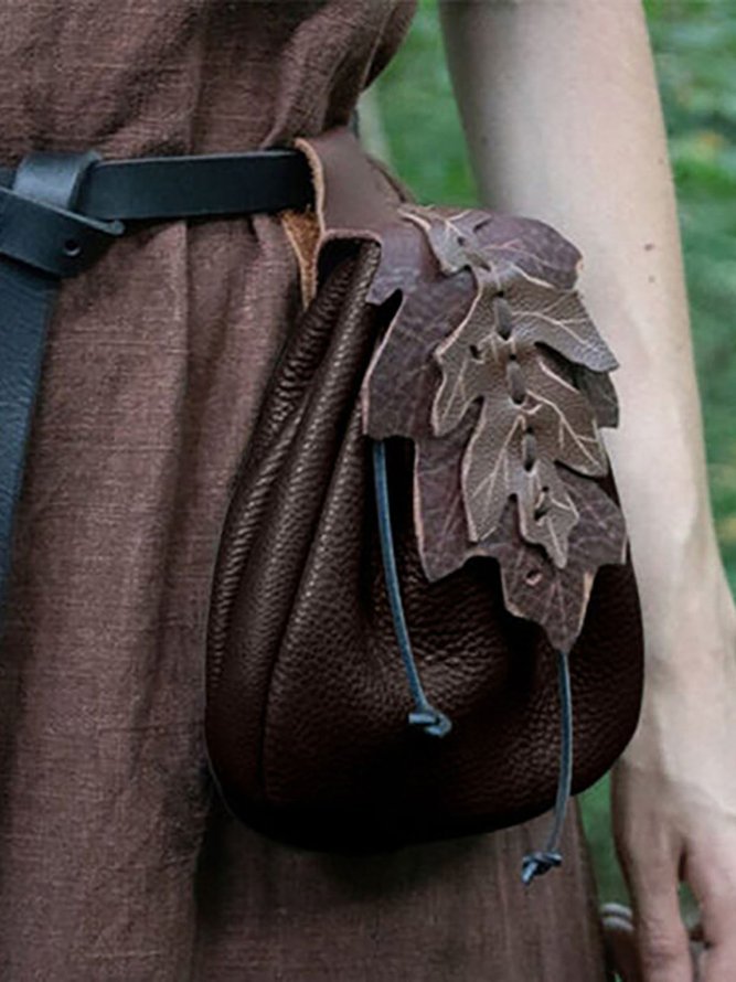 Vintage Mid-Century Western Leather Leaf Belt Bag