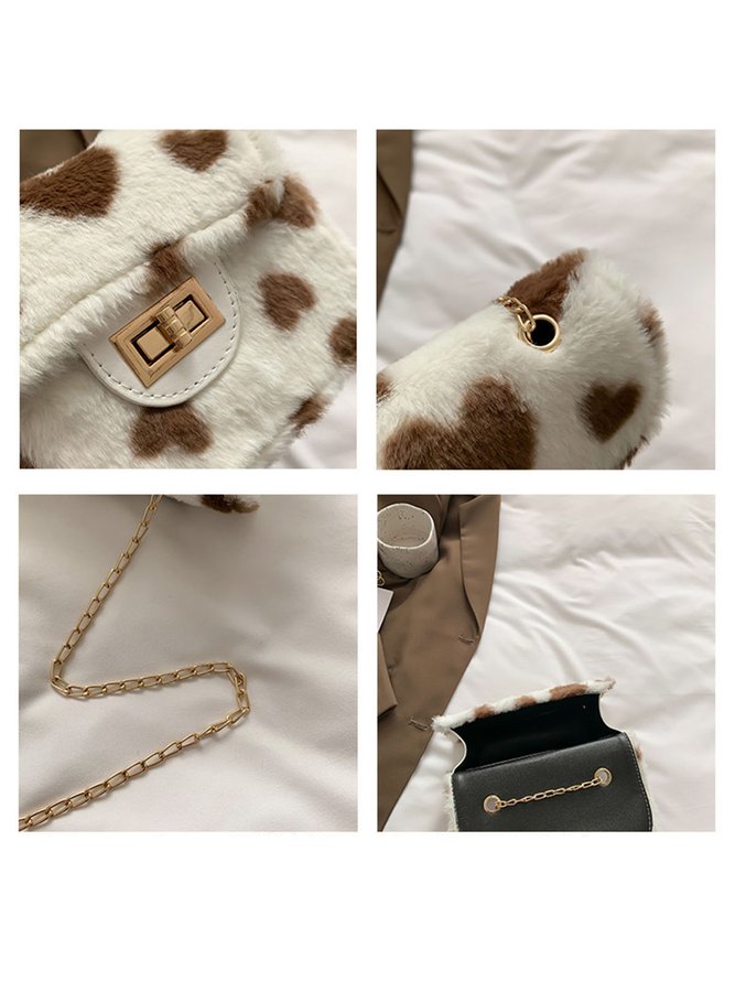 Valentine's Day Heart Plush Messenger Small Square Bag