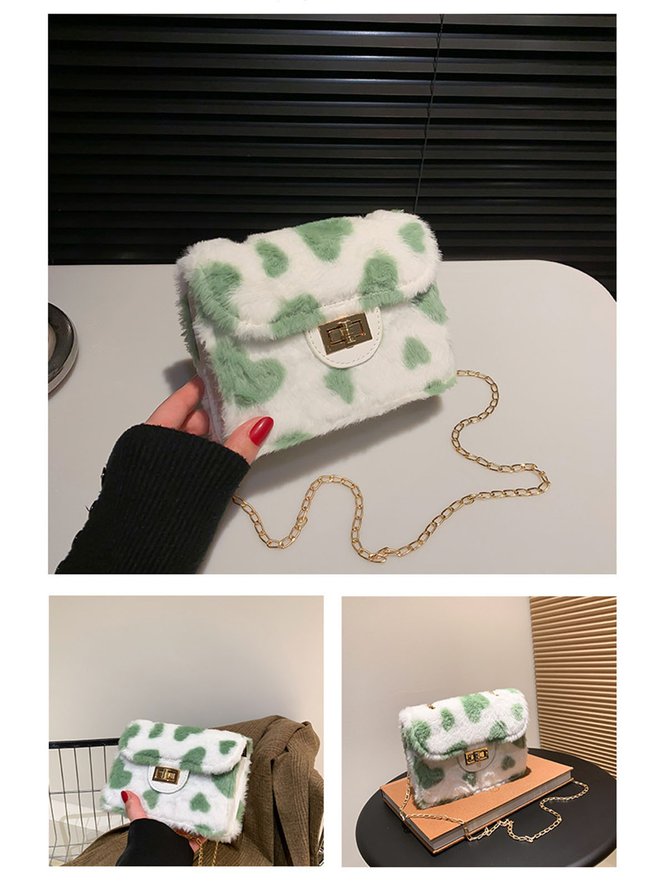 Valentine's Day Heart Plush Messenger Small Square Bag
