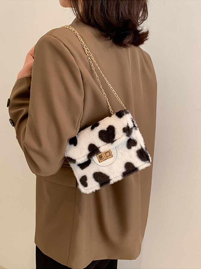 Valentine's Day Heart Plush Messenger Small Square Bag
