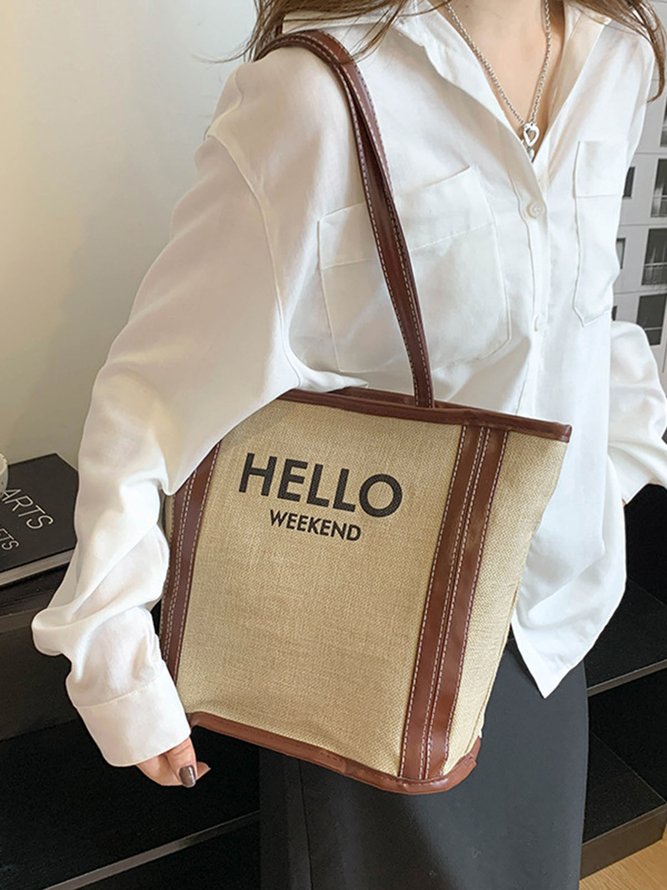 Hello Weekend Casual Commuting Large Capacity Tote Bag