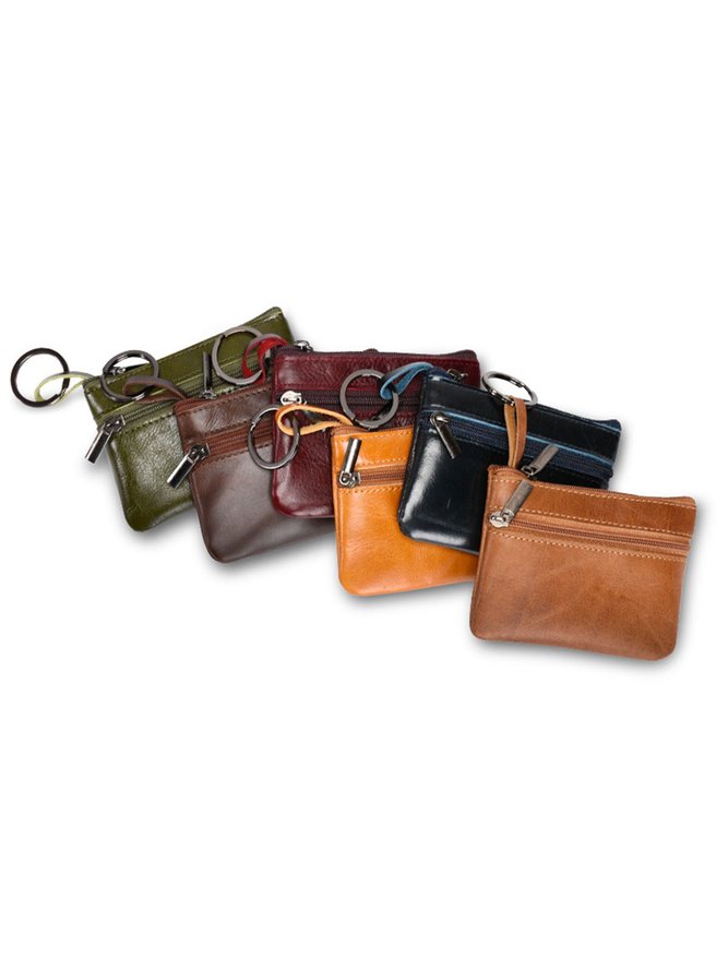 Cowhide Wax Leather Retro Simple Coin Purse